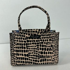 Y2K Kate Spade Beige and Black Patterned Top-Handle Tote
